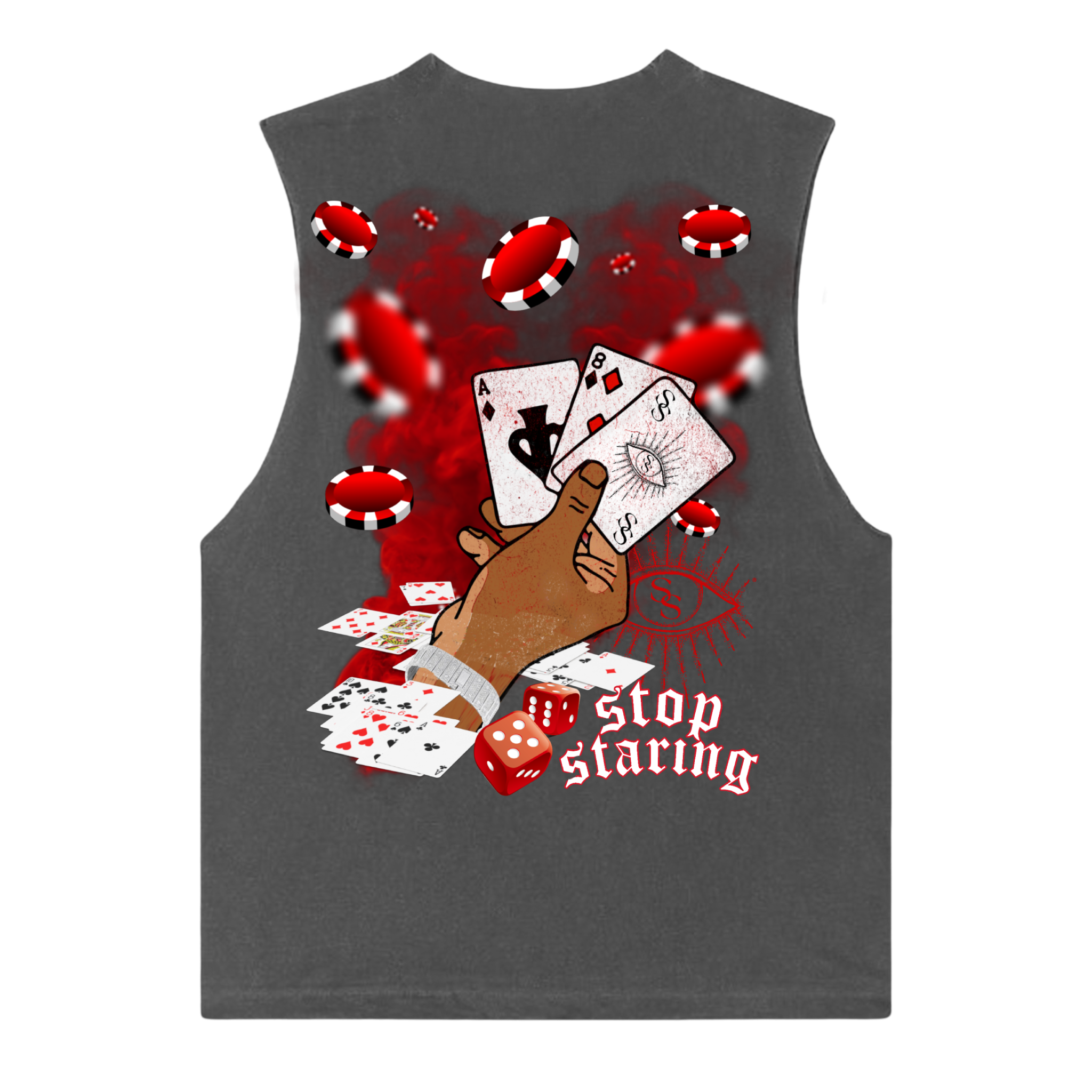 Stop Staring Poker Tee Cut-Off