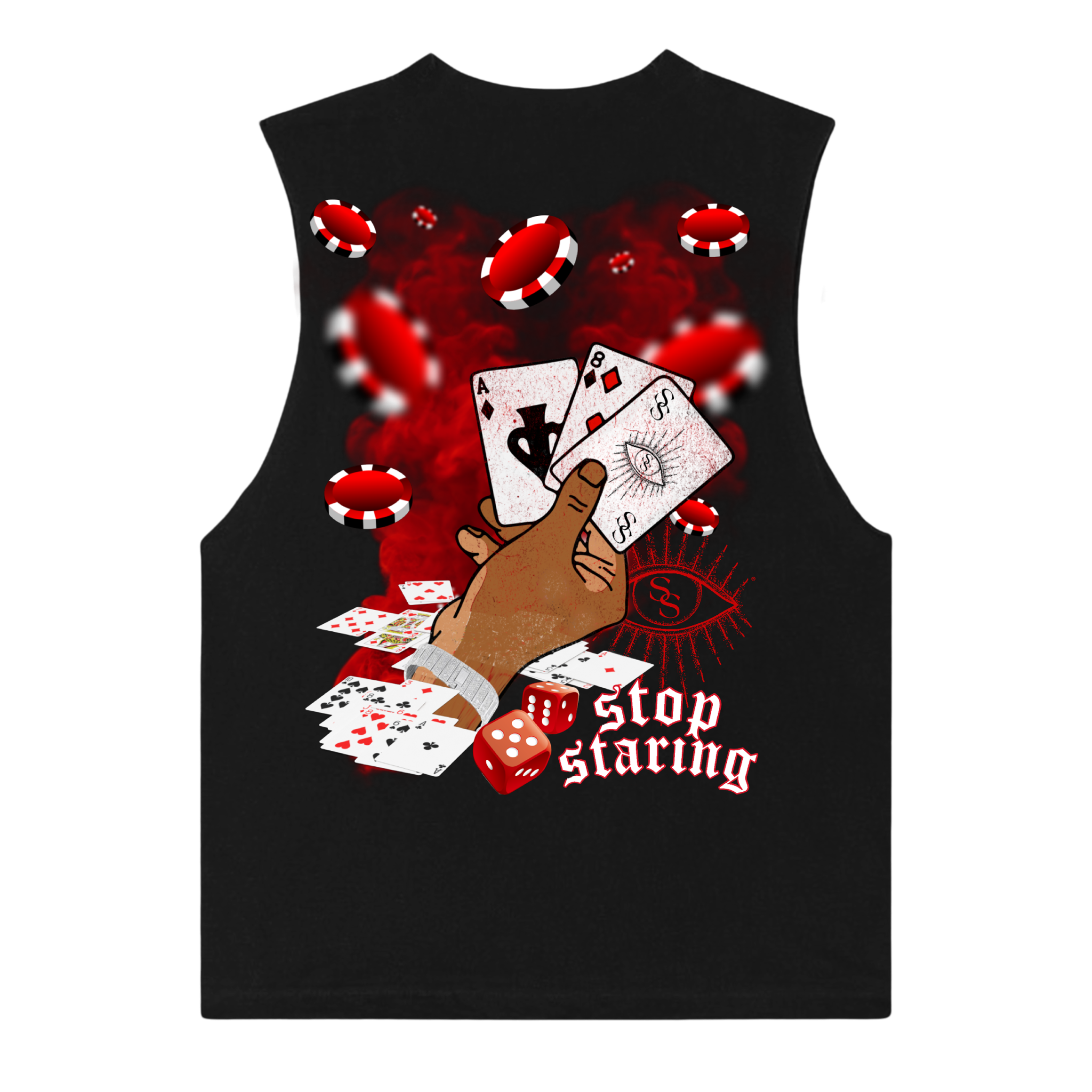 Stop Staring Poker Tee Cut-Off