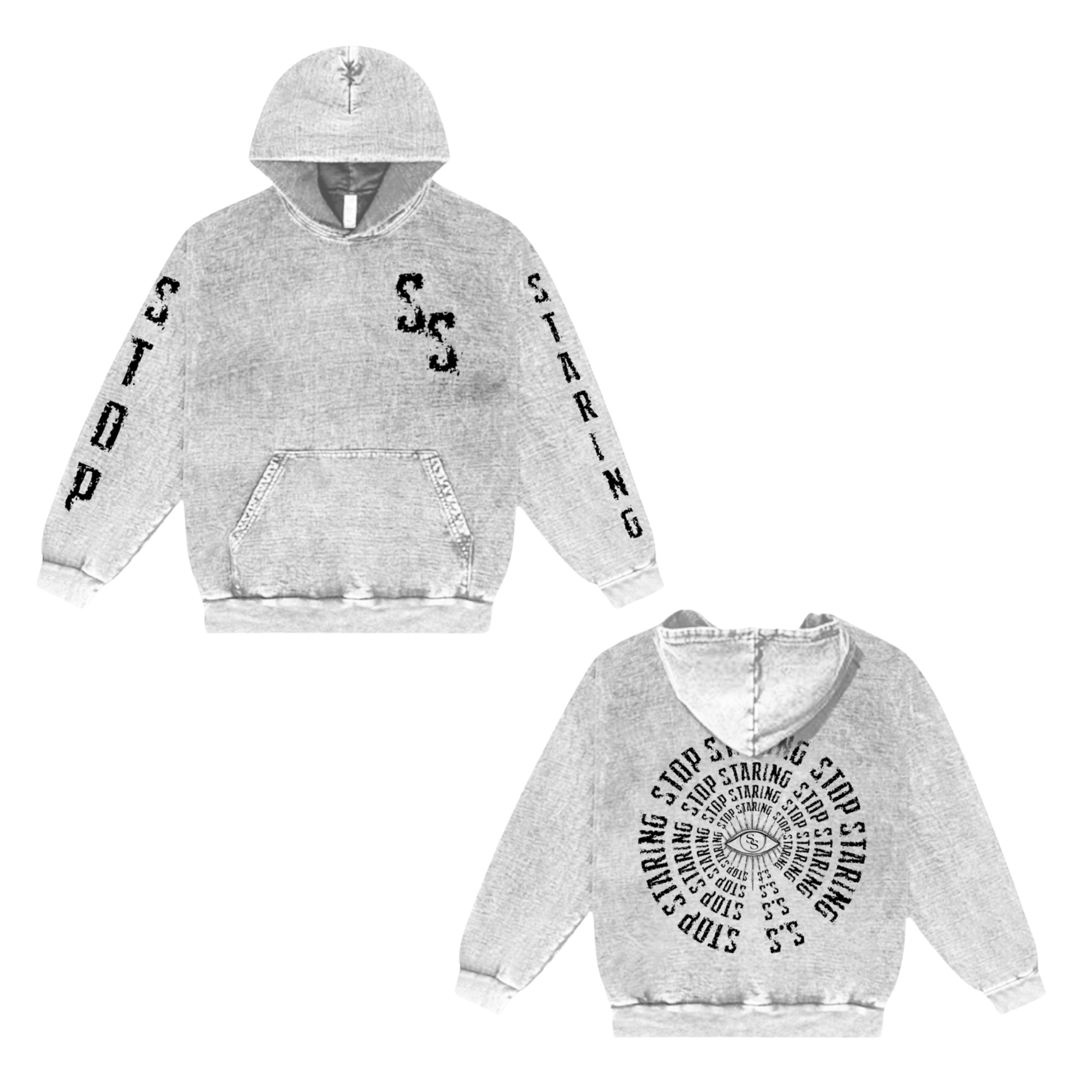 Stop Staring - Spiral Garment Dyed Hoodie Artic White